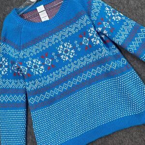 Nordstrom Kids 8 FairIsle Matching Family‎  Knit Sweater Snowflake Blue Pima